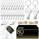 Zeyune 50 Sets 80th Birthday Party Favors for Guests Cheer to 80 Years Multi-functional Bottle Opener Nail Clippers with Thank You Card Organza Bags and Hemp Rope Anniversary Party Favors