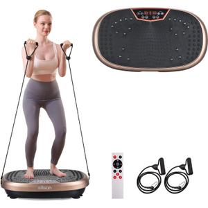 EILISON FitMax 3D XL Vibration Plate Exercise Machine - Whole Body Workout Vibration Platform w/Loop Bands - Lymphatic Drainage Machine for Weight Loss, Shaping, Wellness, Recovery