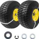 2-Pack of 15x6.00-6 NHS tire with Rim,Pneumatic wheel,3"offset Hub with 3/4"Bushing,4PR Lawn mower tires 15x6-6,for John Deere Riding Mowers 100 and D100 Series,Troy Bilt Lawn Mower Parts