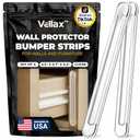 4 Clear Silicone Wall Protector Strips – Self-Adhesive Door Slam Stoppers & Noise Dampening Bumpers for Cabinets, Car, Toilet Lids, Drawers, Shower – 5.5" x 0.7" x 0.2" by Vellax,Set of 5