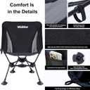 Wildhiker Ultralight Backpacking Chair Compact Camping Chairs for Adults with Pouch, Weighs 2.8 lbs with Anti-Sinking Large Feet for Beach, Hiking, Motorcycle, Travel, Festival Black