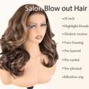 SOKU 13x6 Glueless Lace Front Wigs - Highlight Blonde Body Wave 18 Inch Short Synthetic Hair Wig, Pre Plucked Pre Layered Honey Blonde Wavy Wig for Women, Beginner-Friendly with Tiny Knots