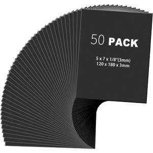 Frienda 50 Pack Foam Boards 1/8 Inch Thickness Foam Poster Boards for Presentation Board for School Crafts Office Art Projects(Black,5 x 7 Inch)