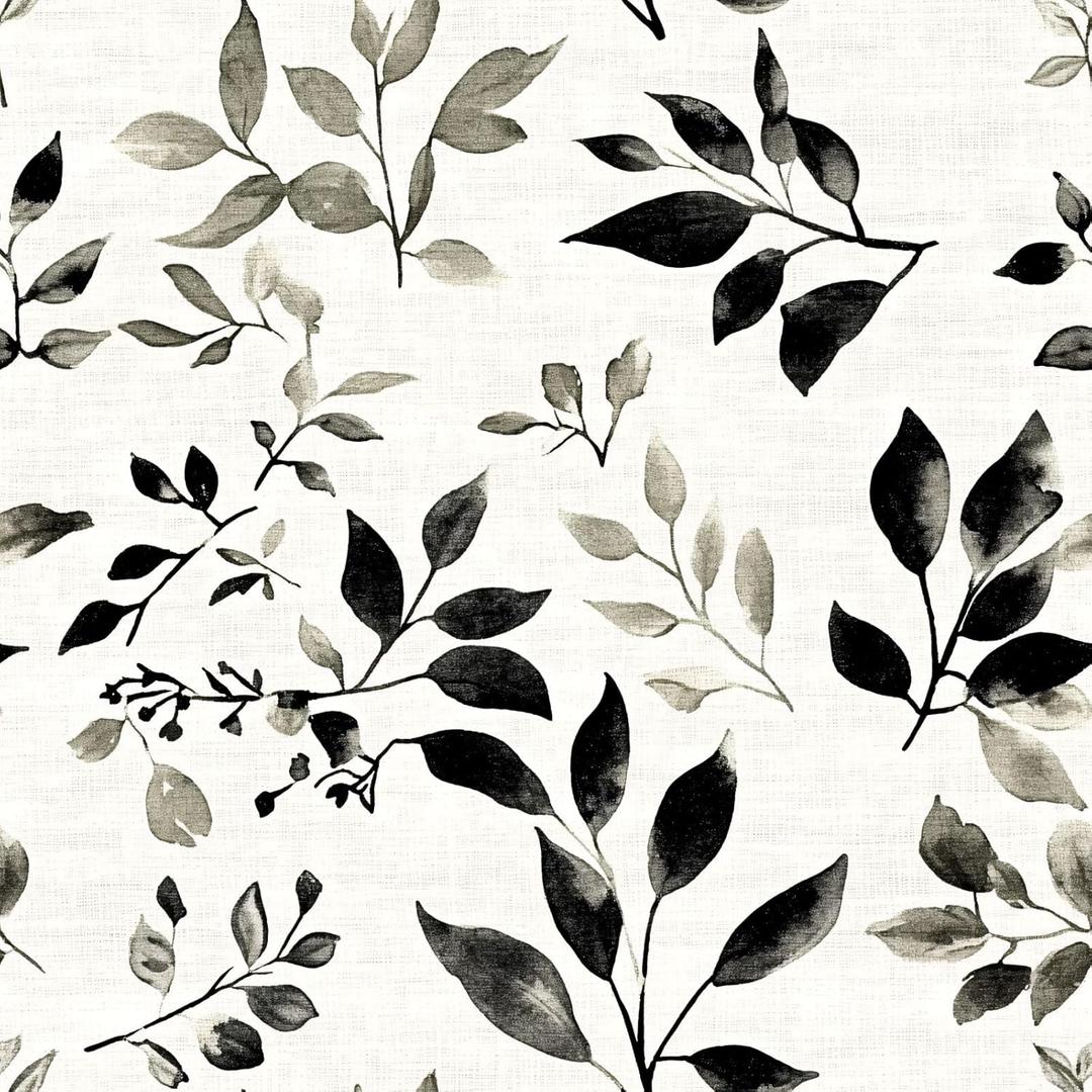 Dark Black Green Peel and Stick Wallpaper Vintage Botanical Leaf Removable 17.7" x 118.11" Natural Wall Paper Self Adhesive Contact Paper for Classroom Bedroom Laundry Room Bathroom