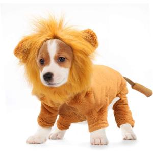Rypet Dog Lion Costume Pet Clothes for Halloween Party Simulation Lion Pets Outfits Cosplay Dress up Clothes Pet Lions Hoodie Cat Costume for Party (XXL Neck: 17.3"/44cm, Back:16.1''/41cm)