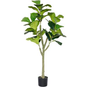 4ft Fiddle Leaf Fig Tree Artificial, Faux Fig Tree w/ 42 Leaves, Fake Ficus Lyrata Plant Real Touch Technology, Ideal for Home Office Indoor Decoration