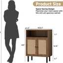 Rattan Storage Cabinet, Boho Accent Cabinet with Double Doors, Small Freestanding Sideboard for Hallway, Laundry Room,Kitchen, Dining Room, Entryway (Walnut)