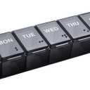 EZY DOSE Weekly (7-Day) Pill Case, Medicine Planner, Vitamin Organizer Box, Convenient and Easy to Use, Large Compartments, Travel Friendly, Black, Made in the USA, BPA Free (Negro -)