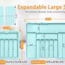 Homecor Silverware Organizer - Expandable Large Kitchen Drawer Organizer Utensil Organizer with 2 Knife Block Inserts, 22"x 19"Cutlery Tray with Drawer Dividers for Kitchen Flatware (Turquoise)