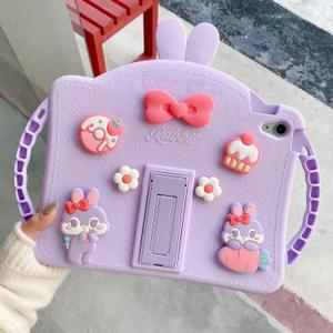 for Samsung Galaxy Tab A9 Plus Case for Kids Girls with Adjustable Shoulder Straps Handle Rabbit Soft Silicone Tablet Cover for Galaxy Tab A9+ 11'' 2023 (Purple)