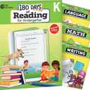 180 Days™: 4 Book Bundle: Daily Reading, Writing, Grammar, and Math for Kindergarten Practice Workbook for Classroom and Home, Cool and Fun Practice Created by Teachers