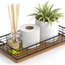 Toilet Paper Basket, 13 Inch Bathroom Basket Toilet Tank Tray Organizer Storage for Toiletries, Living Room and Kitchen (Walnut)