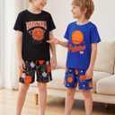 Mikrdoo Boys Pajamas Short Sleeve Summer Cool PJs Set 2-Piece Cozy Sleepwear for Kids Size 6-16 Years