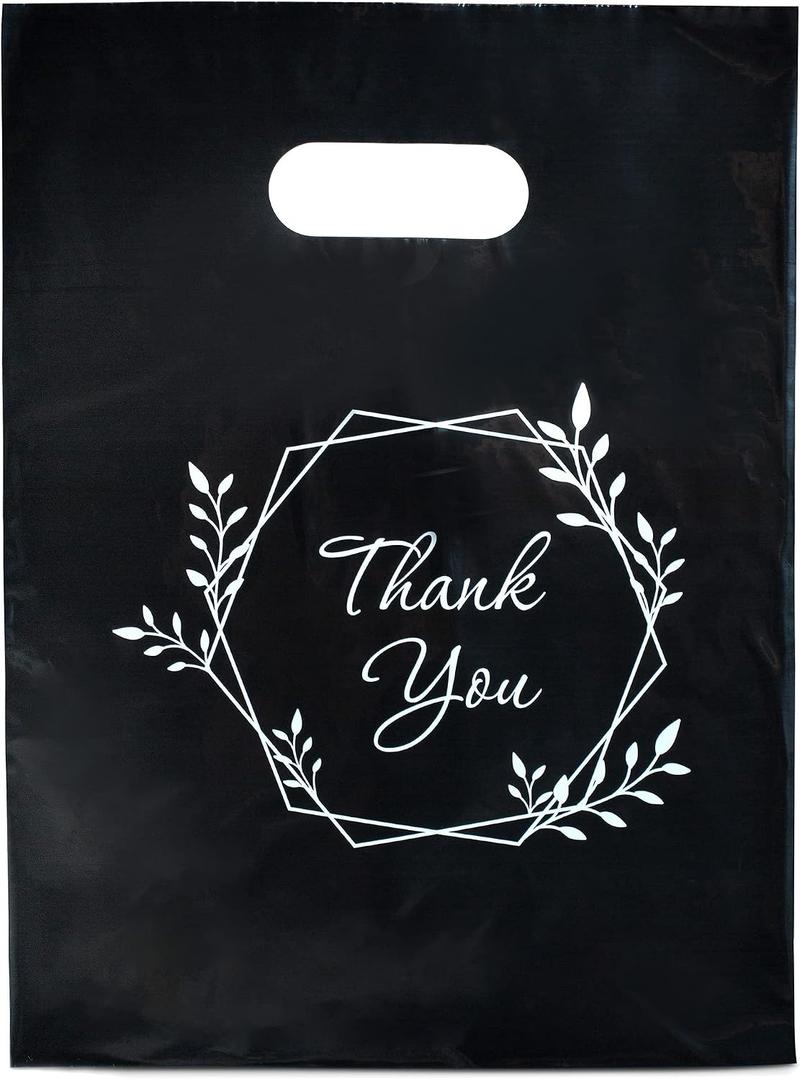 Choice Marts Merchandise Bags Black Color 100 Count 9"x12" Size 1.5Mil Thick With Handles