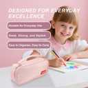 3 x Large pencil case, cute pencil pouch School Supplies Girls, Back to school teen College Stationary (2431-Pink)