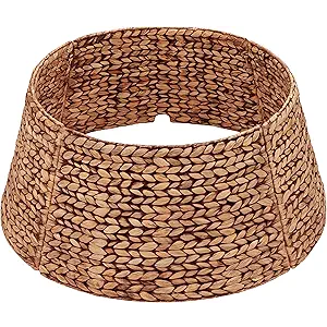 CENBOSS Rattan Christmas Tree Collar, Wicker Tree Skirt & Stand Base Cover (Brown Wash, 24 inch)
