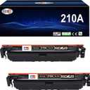 2 Pack Replacement for HP 210A Black Toner Cartridge W2100A Replacement for Color MFP 4301fdw 4301fdn Pro 4201dw 4201dn Series Printer Ink (with Chip)