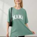 LOMON Oversized T Shirts for Women Short Sleeve Crewneck Summer Tops Loose Casual Mama Shirts Basic Tee (Green, XXL)