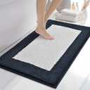 anllugs Bathroom Rugs 24" x 36", Non-Slip Extra Soft Absorbent Bath Rugs, Machine Washable Quick Dry Bath Mats for Bathroom Floor, Shower, Bathtub and Sink, Navy Blue & White