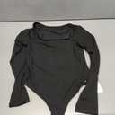 TRENLIVER Womens Long Sleeve Body Suits Square Neck Thong Bodysuit Slim Shirts Sexy Fall Going Out Tops Y2K 2025, Large