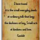 Inspirational Wood Sign - Gandalf Quotes 'Small Deeds of Ordinary Folk Keep the Darkness At Bay' - Decorative Hanging Wall Plaque for Positive Home and Living Room Decor