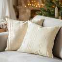 jinchan Linen Pillow Covers Farmhouse Boho Taupe Striped Mudcloth Pattern Cushion Covers Textured Durable Pillowcases for Sofa Couch Bed Living Room 20x20 Inches Taupe Pack of 2