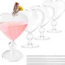 4PCS Heart Shaped White Wine Glasses, Glass Highball Glasses, Cocktail Glasses for Parties, Homes, Bars, Clubs, Restaurants, Hotel Venue