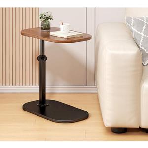Simcat C Shaped Side Table,Adjustable Height C Table End Table for Couch,360°Swivel Couch Side Tables Slide Laptop Desk for Sofa/Bed/Bathtub/Rotating Tabletop (Walnut)