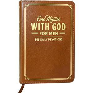 One Minute with God for Men 2026 Daily Devotional and Prayer Journal, 365 Day Bible Reading Plan, Brown Faux Leather Christian Notebook, Compact Gift for Men