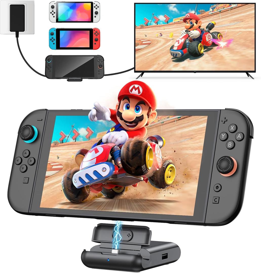 Switch 2 Docking Station with 4K@144Hz HDMI Output/Type C Port/3 USB Port/100W Fast Charging, TV Docking Station for Switch2/1/OLED (Only Dock,Not Suitable for Use with Protective Case)
