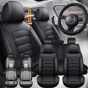 Ford Seat Covers Custom Full Coverage Leather Waterproof Breathable Seat Covers Full Set, Automotive Seat Protectors, Airbag Compatible (5 Seats, Black)