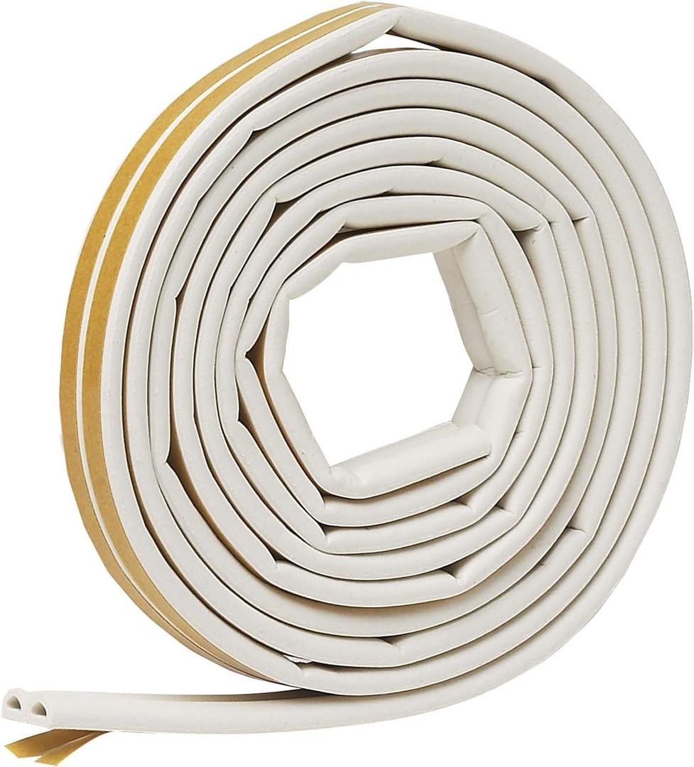 Frost King V25WA D-Section Rubber Self-Stick Weatherseal Tape, 5/16" W, 1/4" T, 17 ft L, White
