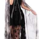 Halloween Costumes Cloak,Tulle Hooded Cape for Women and Dragon God Mask Cosplay Vampire Cape Witch Cloak Dark Gray