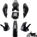 Dirt Bike Plastics Kit  Heavy-Duty ABS Fender Fairing Kit Compatible with Kawasaki KLX110 2002-2013, KX65 2000-2013, Suzuki DRZ110 2003-2005  Thicker Plastic Body Panels (Black)