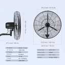 VEVOR 24 Inch 3-Speed 7000 CFM Black Waterproof Wall Mount Oscillating Fan