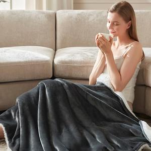 Amazon.com: ACCU-WARMTH Cozy Heated Blanket Throw Size - Fast Warming Electric Throw Blanket with 6 Heat Settings & 4 Hours Auto-Off, Ideal Gift for Her, 50"x60", Slate Grey : Home & Kitchen