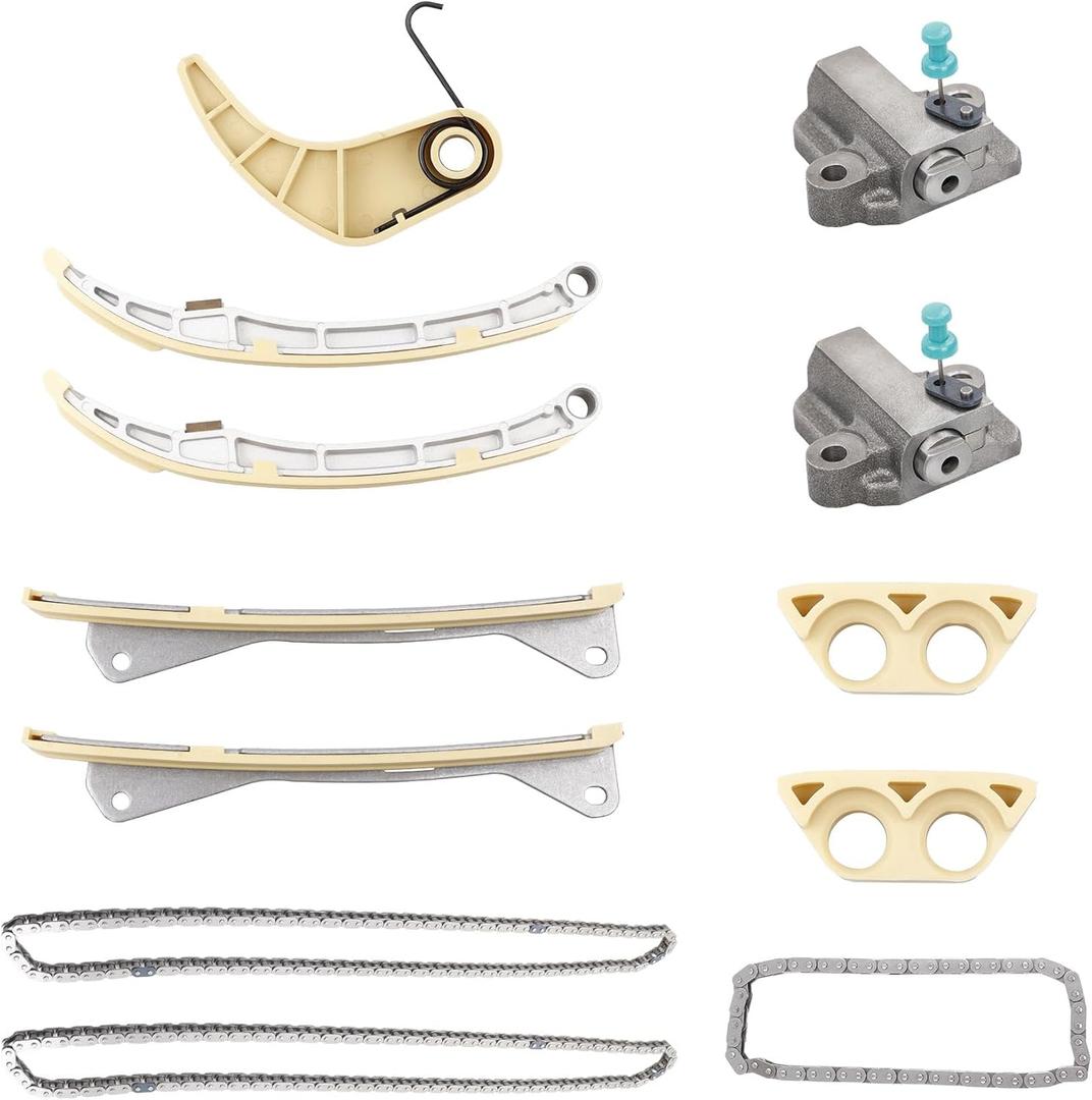 Engine Timing Chain Set, Compatible with 2009-2022 Hyundai Genesis Azera Palisade Santa Fe 13-22 Kia Cadenza Sedona Stinger K900 Sorento Telluride 3.3L 3.8L Engine, Replace# 24321-3L100 24322-3CGA1
