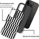 for iPhone 15 Plus Case,HL2 Plaid Stripes Black White Hybrid 2 Layer Hard Shell Silicone Protective Pattern Design Case