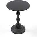 Metal Round End Table, Modern Pedestal Table, Corner Drink Tables, Accent Side Table Nightstand for Living Room, Patio and bar, Black