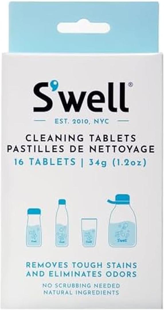 S'well Cleaning Tablets, 16 Tablets, Fast Acting Fizz Away Residue And Odor In Stainless Steel, Chlorine Free And Derived From Natural Substances