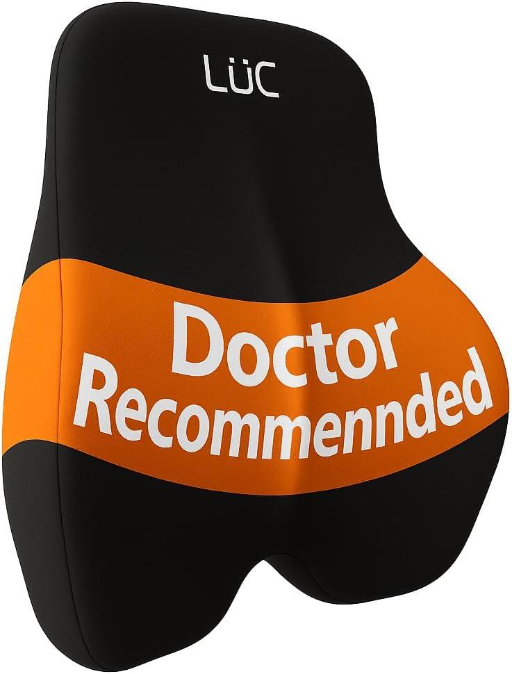 LC Lumbar Support Pillow for Office Chair & Car  Ergonomic Memory Foam Back Cushion for Lower Back Pain Relief  Adjustable Strap, Breathable Cover  Improves Posture & All-Day Comfort