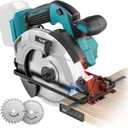 Ecarke Cordless Circular Saw 7-1/4" Compatible with Makita 18v Battery, 5000RPM Electric Circular Saw with Laser Guide, 2 Blades(24T & 40T), 0-45 Bevel Cutting, Max 2-1/4" Depth for Wood(Tool Only)