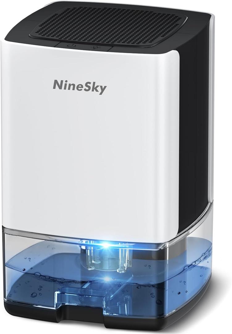 NineSky Dehumidifier for Home, 30oz Water Tank,(300 sq.ft) Dehumidifiers for Bedroom, Bathroom, Basement with 7 Colorful Lights, Auto Shut Off(C1 White)