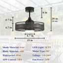 20" Outdoor Indoor Ceiling Fan with Light, IP44 Waterproof Fandelier, RGB & 3 CCT, Smart APP Remote, 6-Speed DC Motor, Cage Design for Gazebo Patio Bedroom, Black