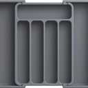 5 x Aujen Silverware Organizer - Expandable Kitchen Drawer Organizer, Adjustable Utensil Organizer, Cutlery Tray for Forks, Knives, Multipurpose Kitchen Organizers and Storage Solution, Grey, Medium