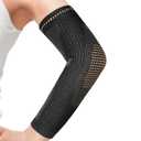 Copper Elbow Compression Sleeve - Tennis & Golfers Elbow Support Brace, Extends to Forearm for Complete Pain Relief, Wider Fit Hugs Joint, Small