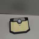 HMCITY 120 LED Outdoor Solar Lights with Motion Sensor and 3 Lighting Modes, IP65 Waterproof Wide Solar Wall Lights Ideal for Garden Patio Yard (Front Button 6Packs, Black Shell-Daylight White)