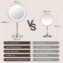 UBYMET Lighted Makeup Mirror, Rechargeable Height Adjustable Double Sided, 1x/10x Magnifying with 3 Color, Brightness Adjustable, 360 Rotation Vanity, Gift for Women