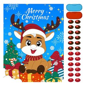 EMPOF Christmas Games - Pin The Nose on The Reindeer Games for Families Party, Cute Indoor Christmas Home Decor Party Decorations, Xmas Activities Presents Holiday Decor, BluePack of 2