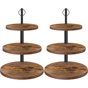 Cupcake Stand, 3 Tier Cake Stands Rustic Dessert Table Display Set Wood Cupcake Tower Cake Stand Tiered Tray Stand for Wedding Birthday Baby Shower 2 Pack